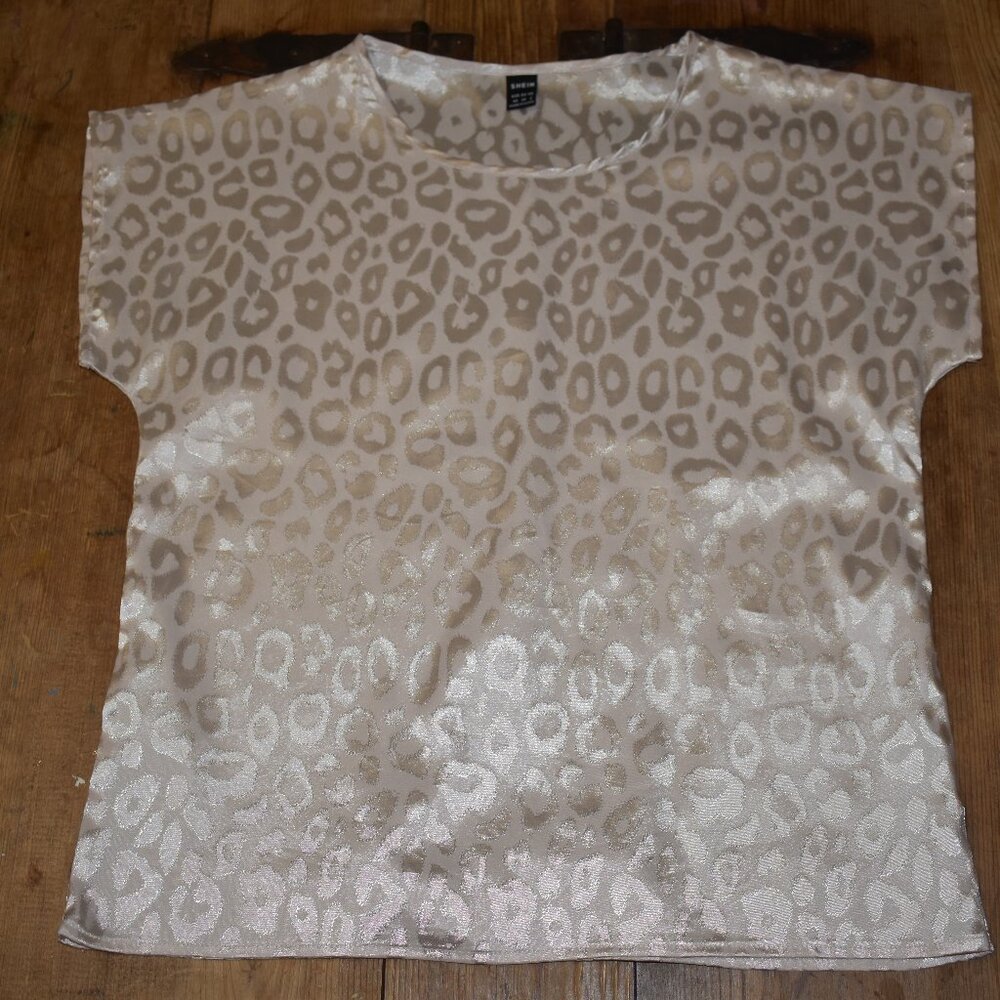 Pink leopard print blouse xs